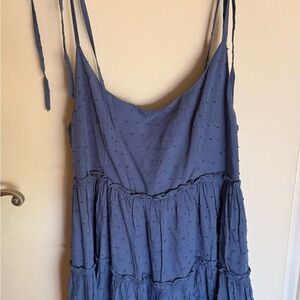 Blue Tiered Ruffled Sundress with Spaghetti Straps